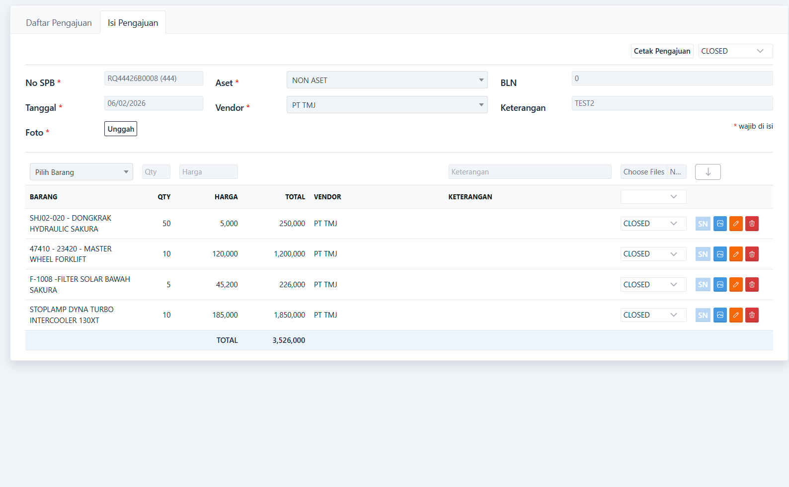 Tampilan Isi Pengajuan
